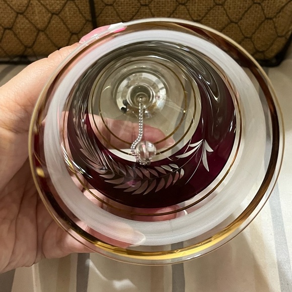 Victorian Cranberry Crystal Table Bells - Picture 3 of 4